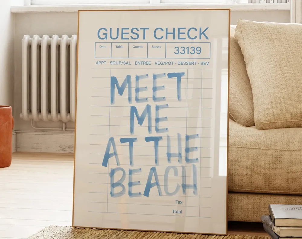 Meet Me At The Beach Guest Check Poster