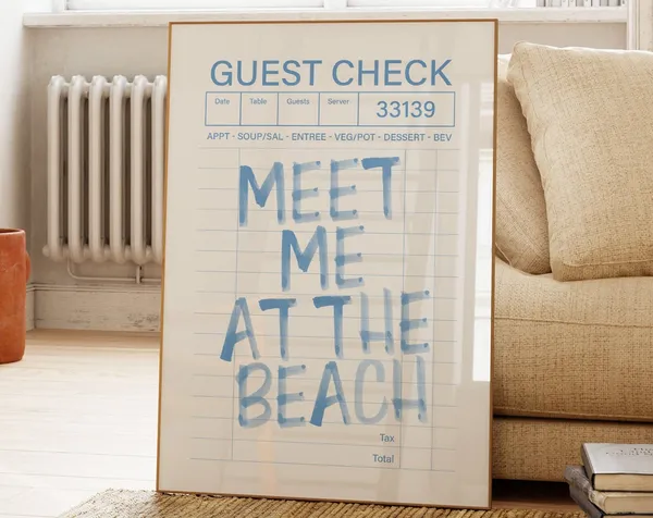 Meet Me At The Beach Guest Check Poster