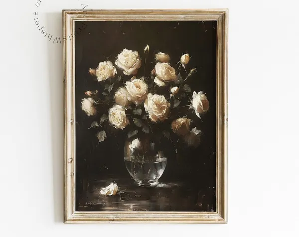Dark Coquette Moody Roses Floral Wall Art Print