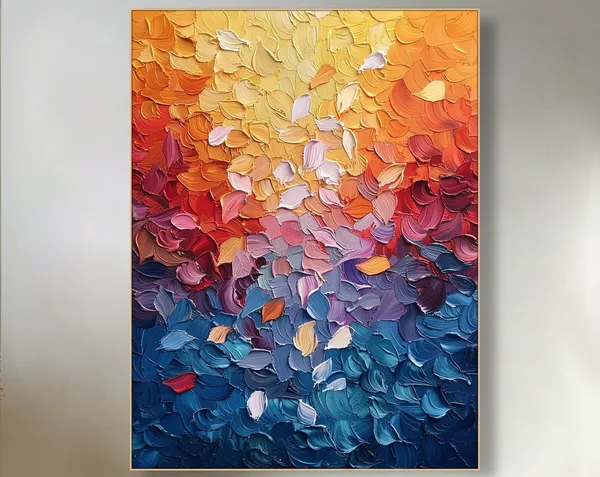 Abstract Textured 3D Impasto Art Print, Living Room