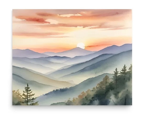 Great Smoky Mountains Sunrise Watercolor Art Print
