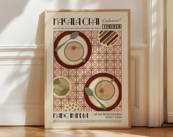Masala Chai Poster, Modern Kitchen Decor Art Print