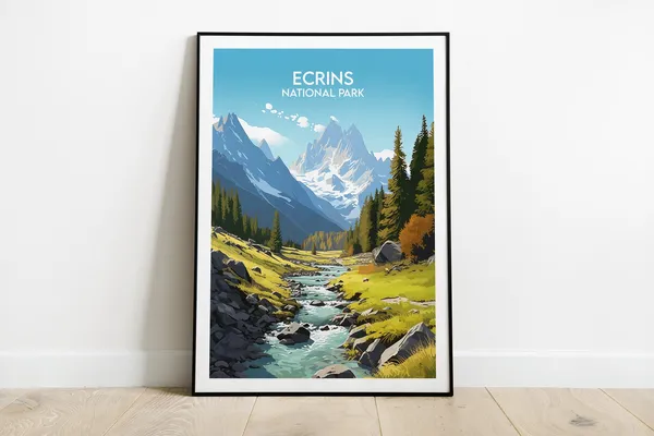 Ecrins National Park Travel Poster, France