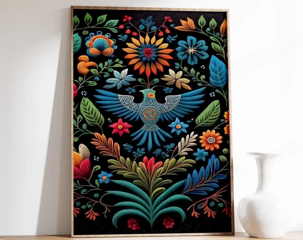 Vintage Mexican Floral Motifs, Mexican Art Print