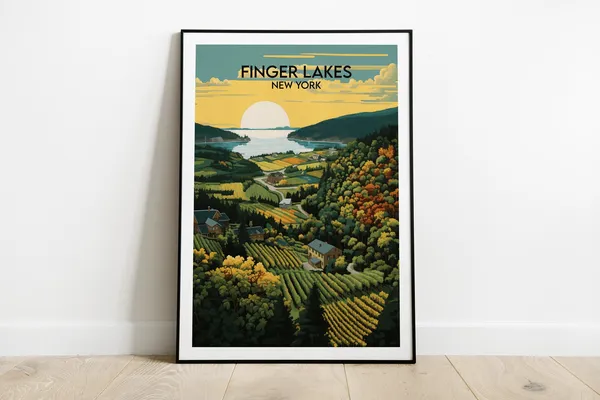 Finger Lakes Travel Poster, New York Art Print
