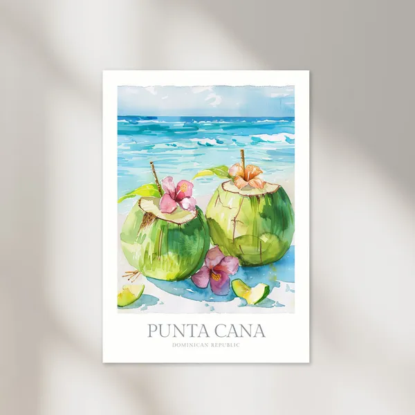 Punta Cana Dominican Republic Watercolor Travel Poster