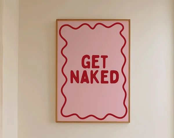 Get Naked Bathroom Poster, Pink And Red Aesthetic