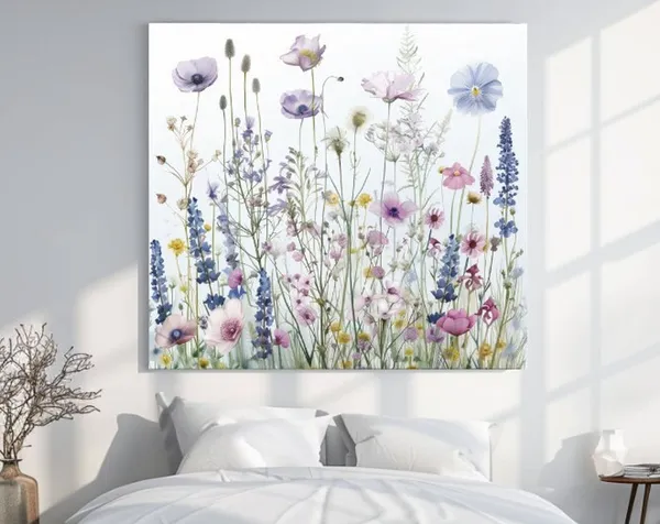 Wild Spring Flowers, Lila Botanical Wall Art Print
