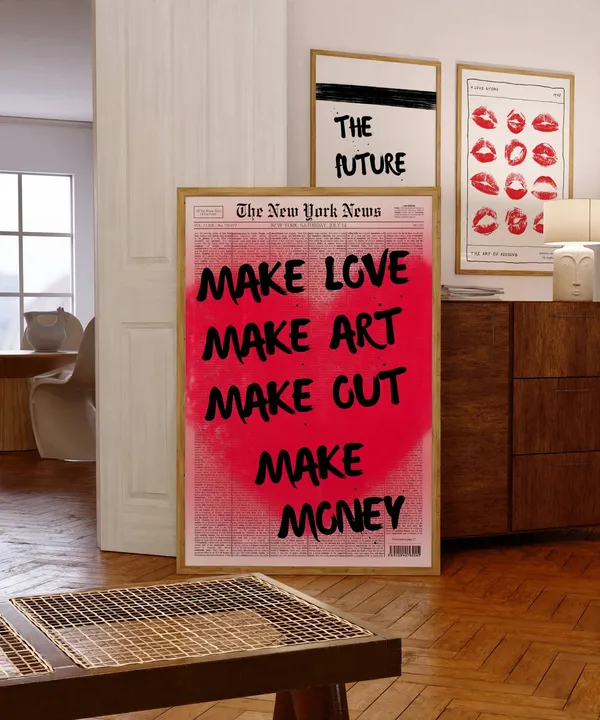 Make Love Make Art Retro Quote Poster