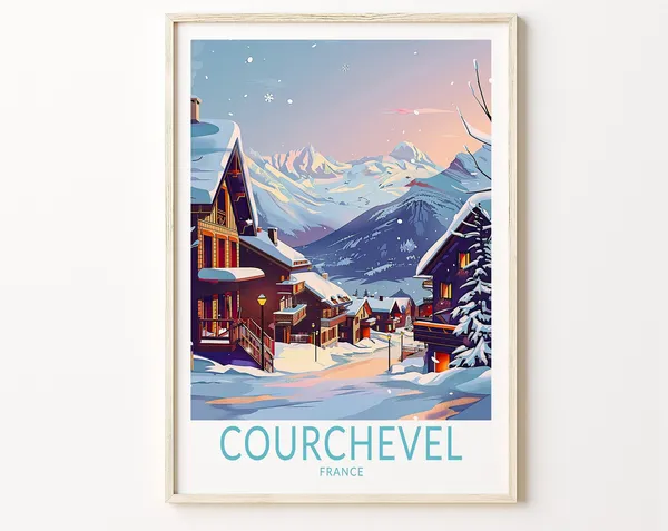 Courchevel France Travel Poster, Winter Wall Art