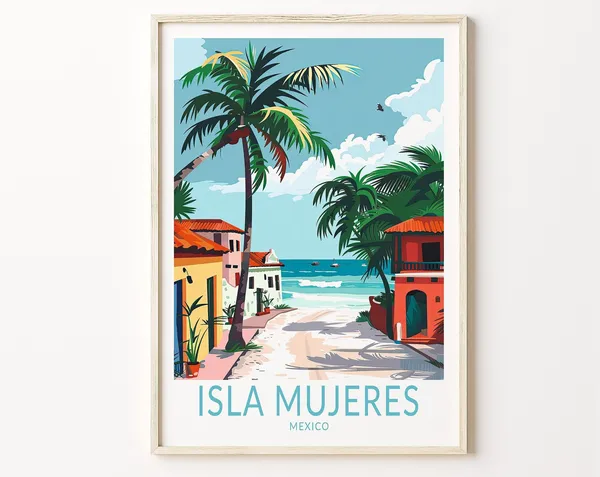 Isla Mujeres Mexico Travel Poster, Coastal Wall Decor
