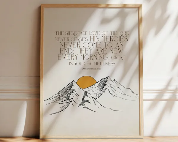 Lamentations 3:22 Scripture Art Print, Great Is Faithfulness