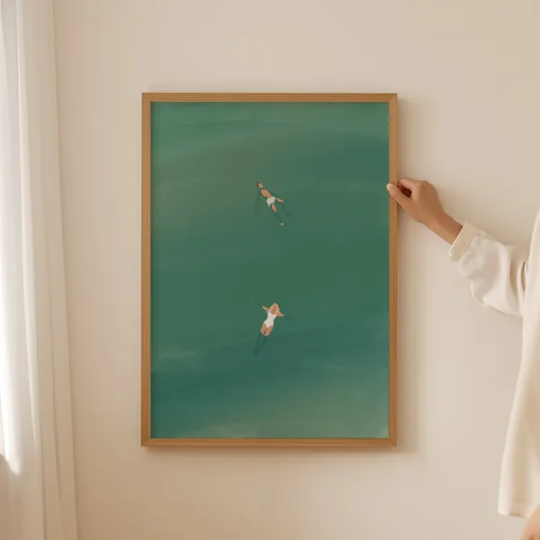 Man And Woman Floating In Pool Summer Poster