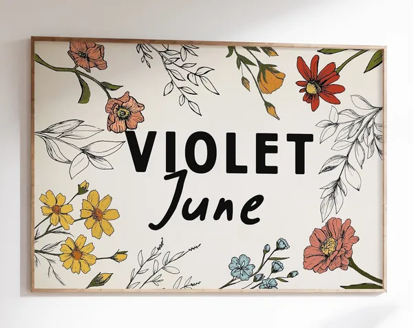 Custom Name Wildflower Nursery Wall Art Print