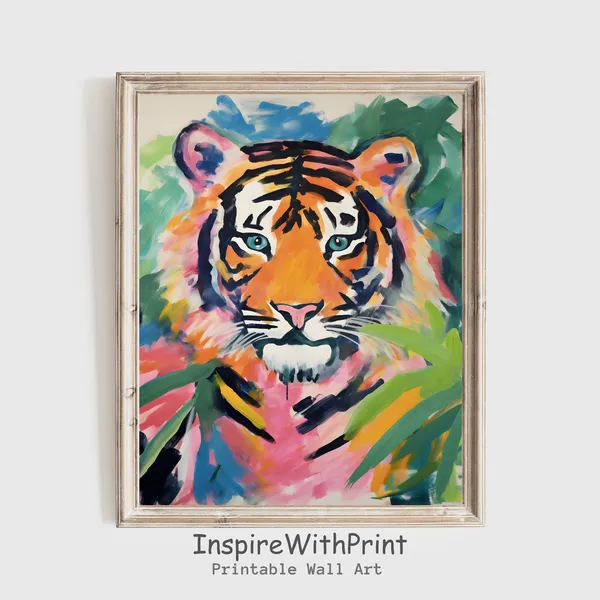 Matisse-Inspired Tiger Tropical Jungle Art Print