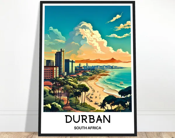 Durban Travel Poster, South African Wall Art