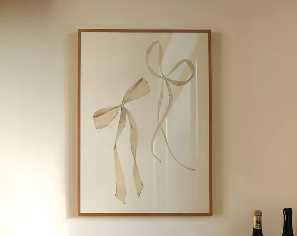 Bows Neutral Coquette Art Print, Preppy Dorm Decor