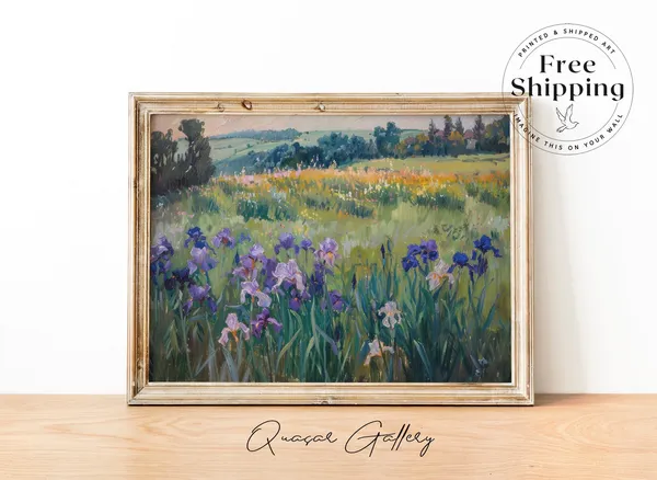 Iris Field Oil Painting Landscape Art Print