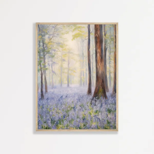 Bluebell Forest Vintage Spring Landscape Art Print