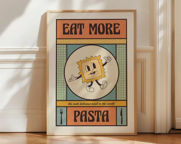 Pasta Poster, Kitchen Art Print for Dining Spaces