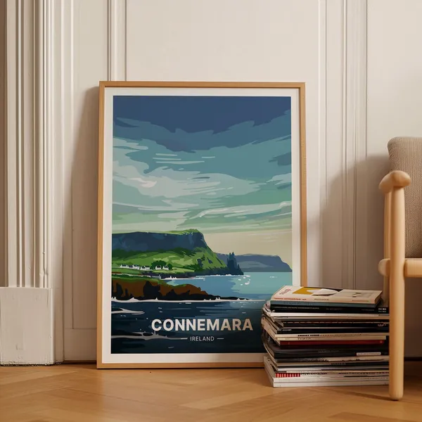 Connemara Landscape Travel Poster, County Galway Ireland