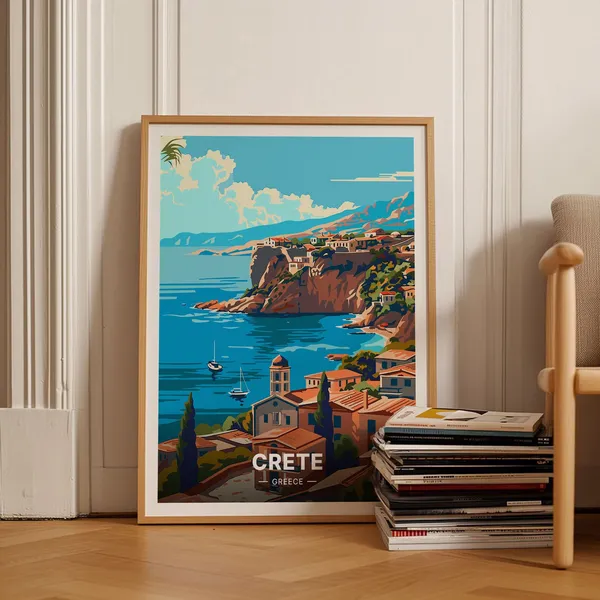 Crete Greece Travel Poster, Scenic Wall Art