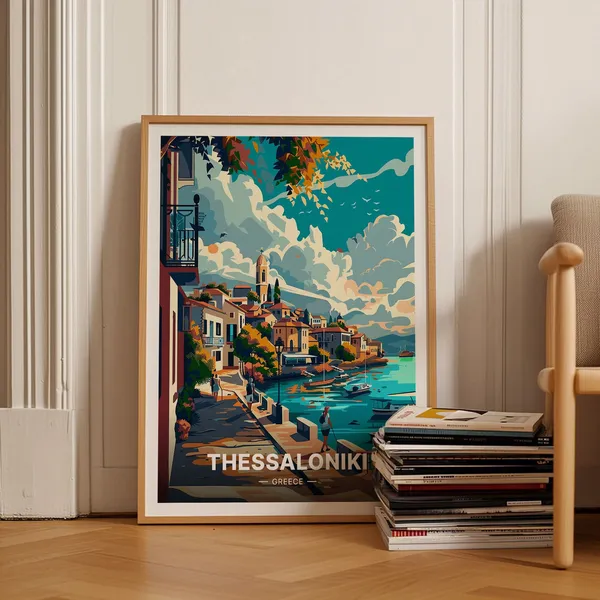 Thessaloniki Greece Travel Poster, Greek City View