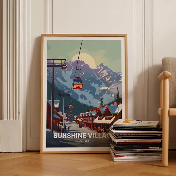 Banff National Park Travel Poster, Alberta Ski Art
