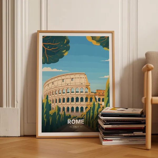 Rome Colosseum Travel Poster, Italy Wall Art