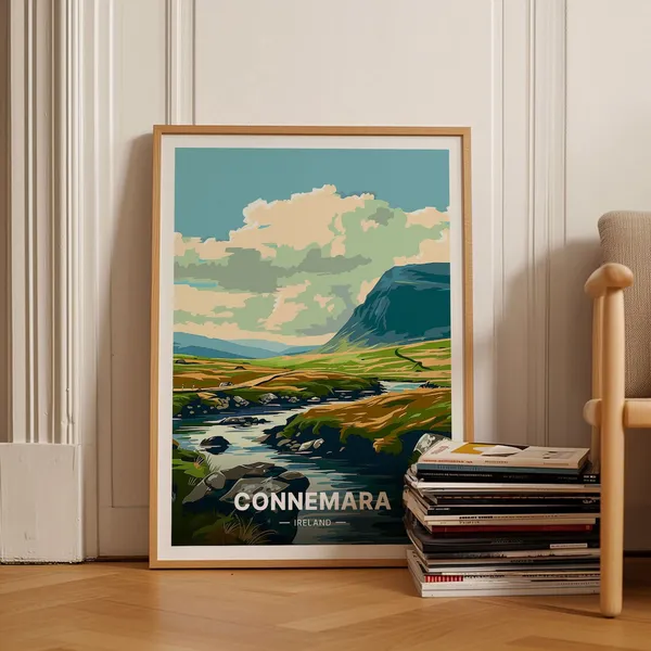 Connemara Ireland Travel Poster, Scenic Landscape