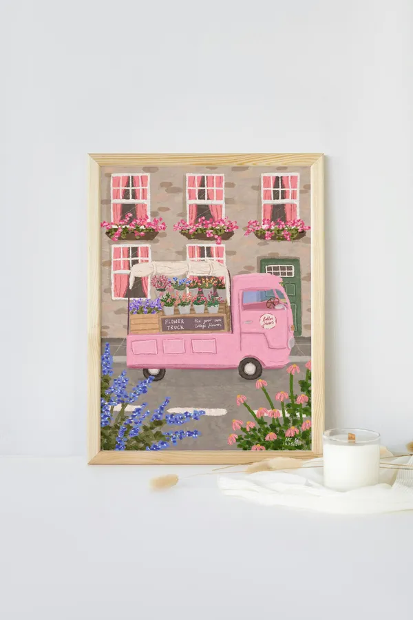 Flower Truck Vintage Travel Poster