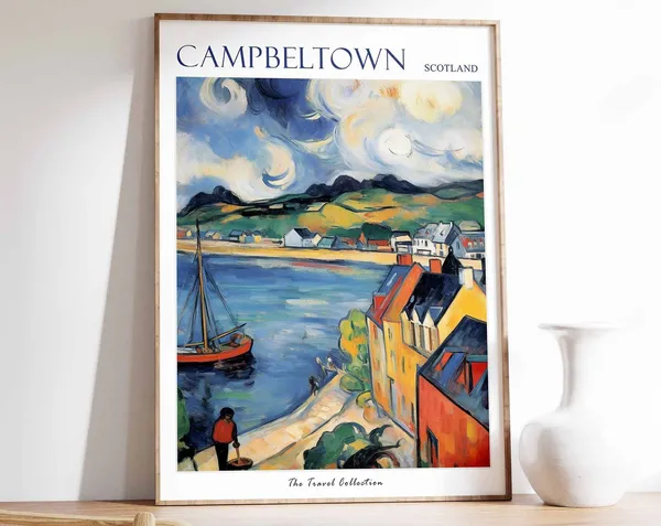 Campbeltown Travel Poster, Scotland Coastal Decor