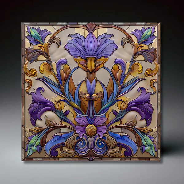 Purple Floral Art Nouveau Vintage Inspired Art Print