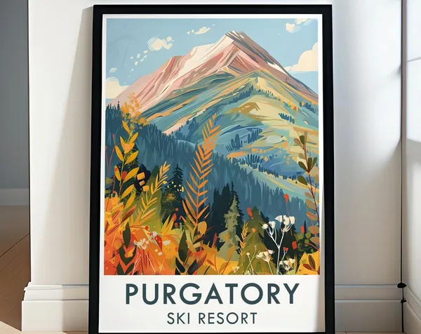 Purgatory Ski Resort Vintage Skiing Art Print