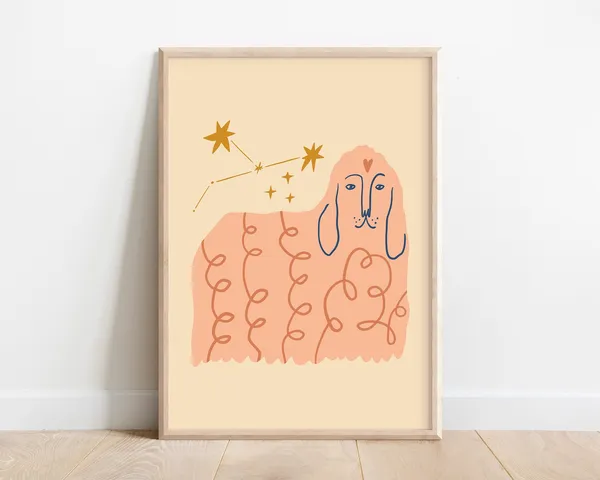 Happy Dog Boho Kids Poster, Retro Nursery Decor