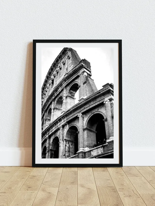 Colosseum Rome Black And White Travel Poster