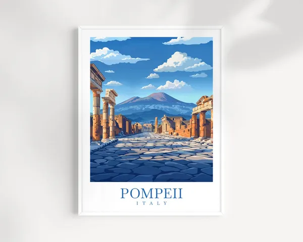 Pompeii Travel Poster, Italy Wall Art Decor
