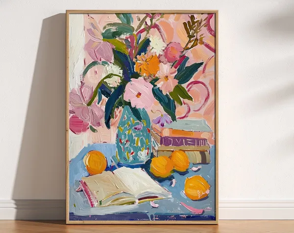 Flowers And Books Print, Matisse-Inspired Florals