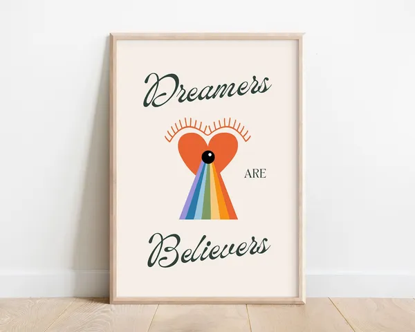 Dreamers Art Print, Rainbow Playroom Nursery Decor