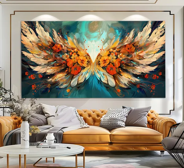 Abstract Angel Wings, Oil Painting Style Art Print
