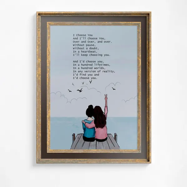Friendship Poem I Choose You, Gift Wall Art