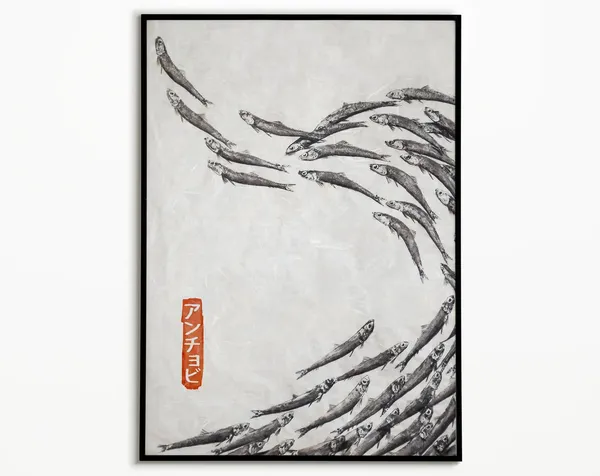 Anchovy Sardines Japanese Vintage Oil Painting Art Print