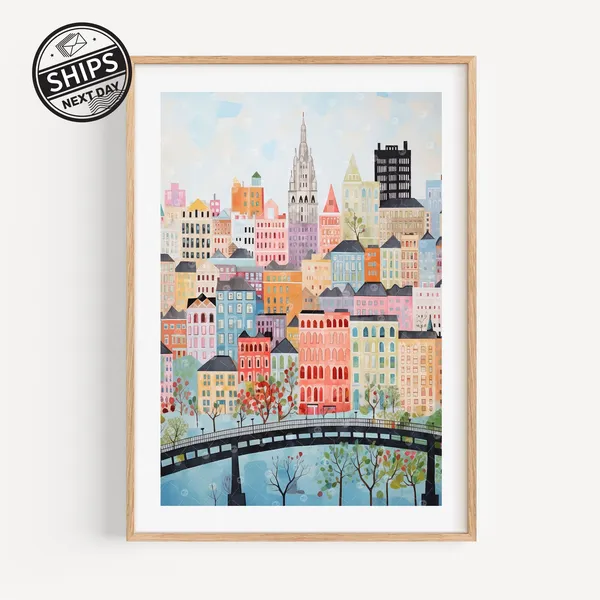 Providence Rhode Island Watercolor Travel Poster