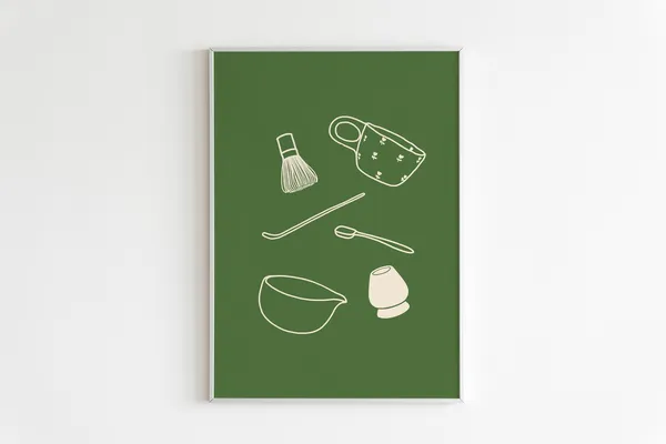 Matcha Latte Art Print, Tea Lover Kitchen Wall Art