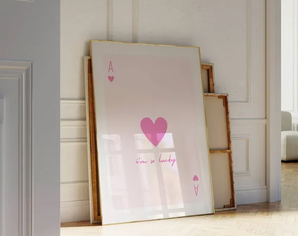 Lucky Girl Retro Ace Of Hearts Art Print