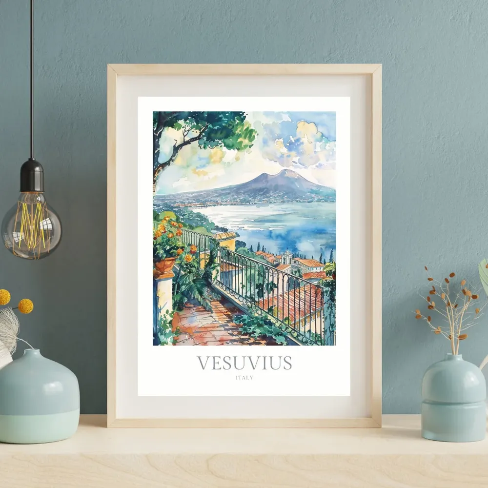 Vesuvius Italy Watercolor Travel Poster - Image 2