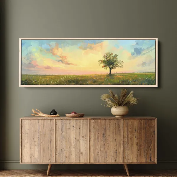 Minimalist Meadow Landscape Watercolor Art Print