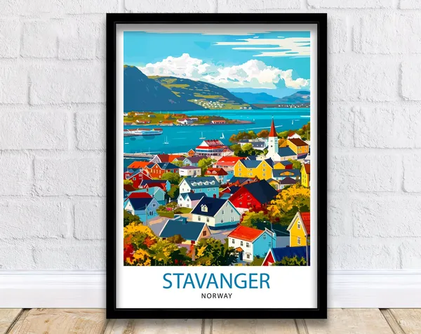 Stavanger Norway Travel Poster, Home Decor Print