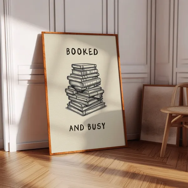 Booked And Busy Quote Art Print, Vintage Decor