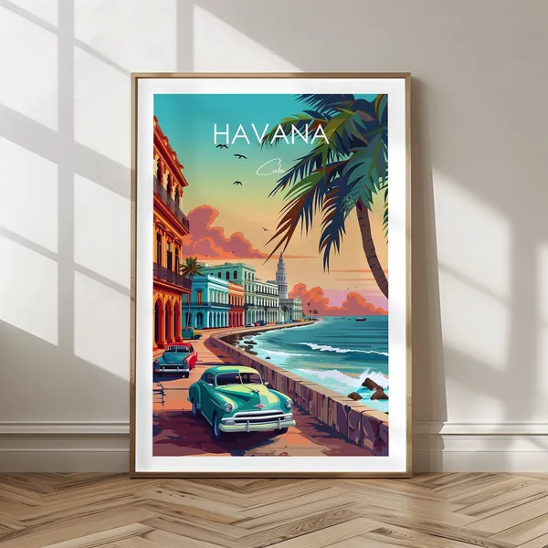 Havana Vintage Travel Poster, Latin America Art Print
